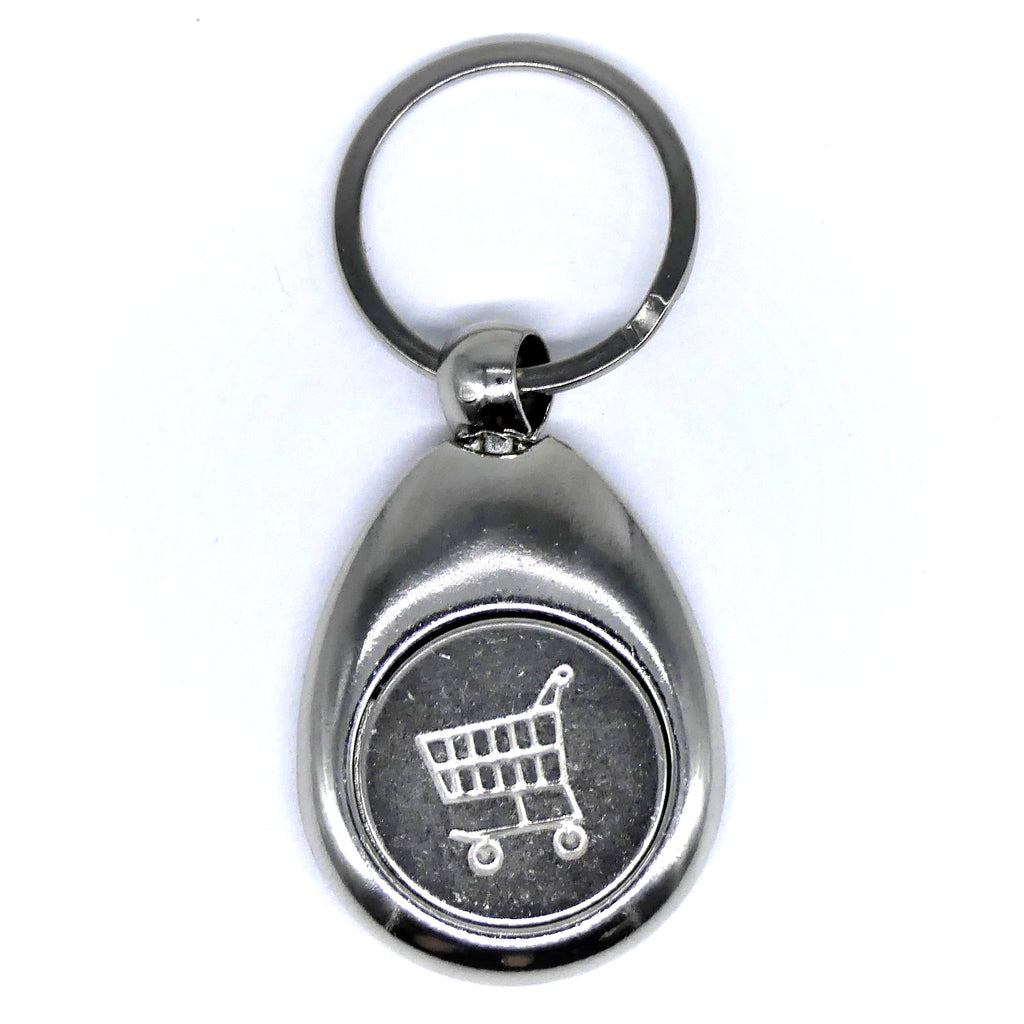 Metall-Schlüsselanhänger mit Einkaufswagenchip und BSV-Logo